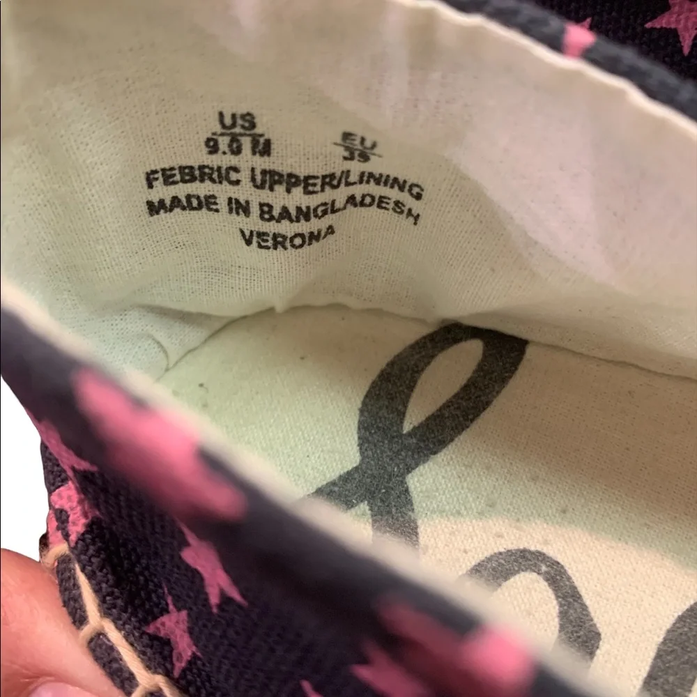 Sam Edelman Espadrille’s Women’s Size 9 Navy with Pink Stars Great Shape